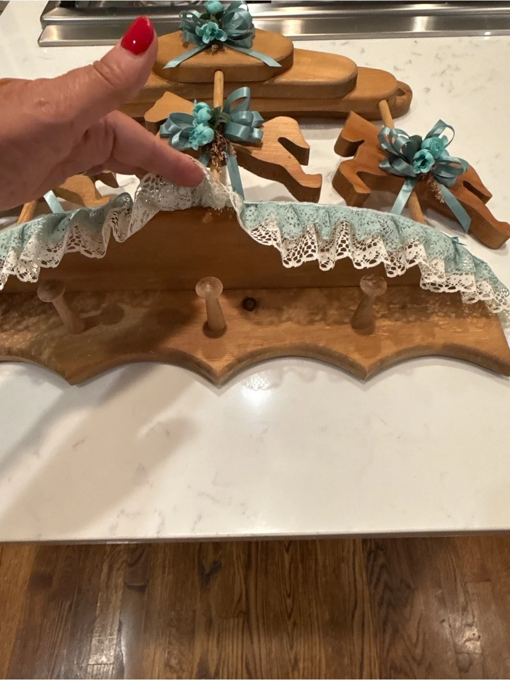 Wooden Horse Carousel Wall Shelf Peg Rack Nursery Decor Handmade  Cottagecore